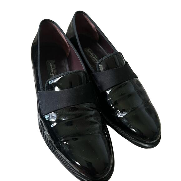 Salvatore Ferragamo Patent Leather Loafers Shoes Men’s 9 D - Picture 1 of 8